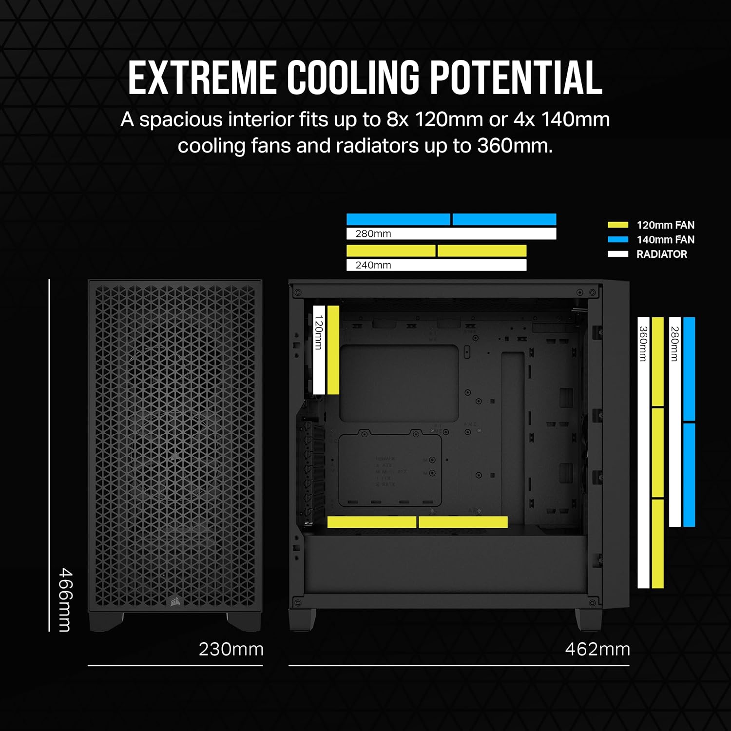 Corsair 3000D Airflow Mid-Tower PC Case - Black - 2X SP120 Elite Fans - Four-Slot GPU Support ? Fits up to 8X 120mm Fans - High-Airflow Design - Image 3