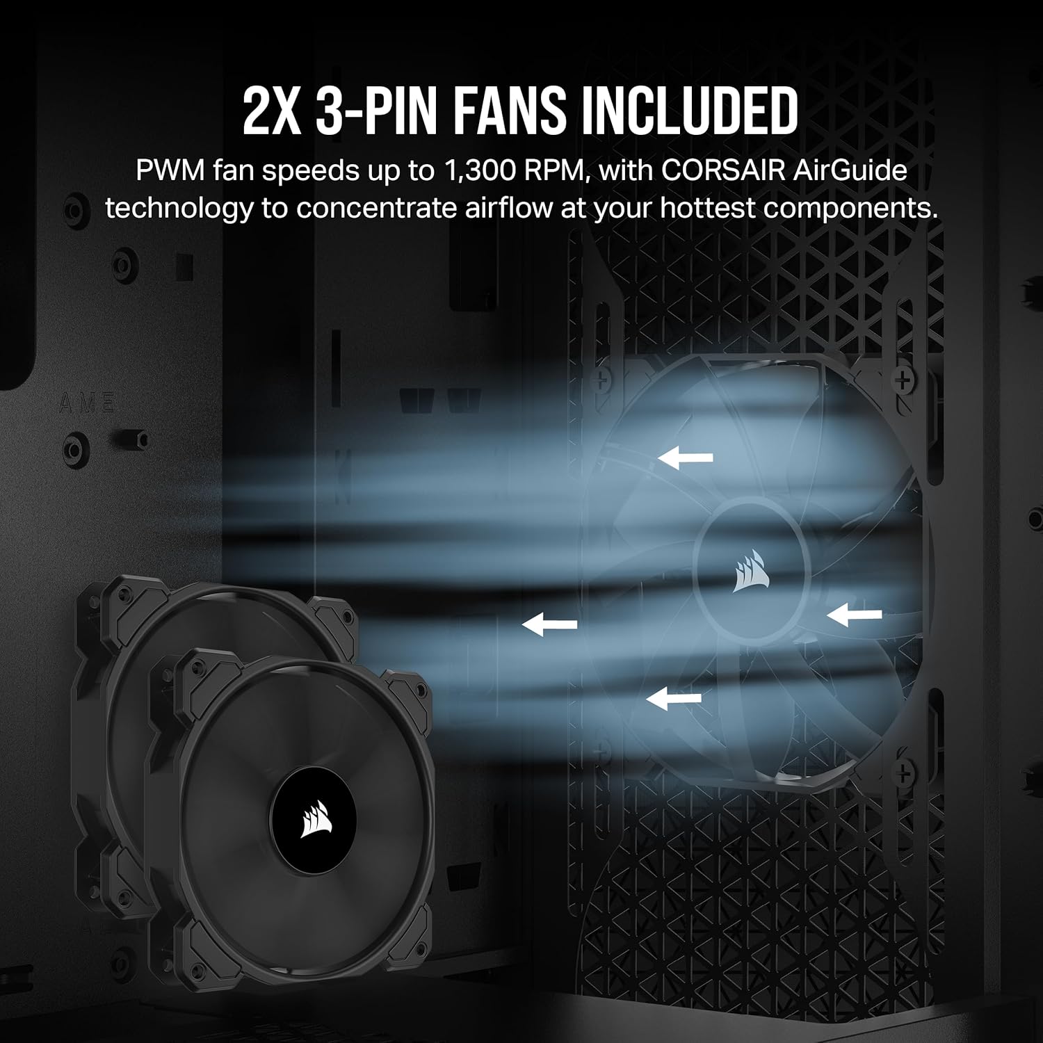 Corsair 3000D Airflow Mid-Tower PC Case - Black - 2X SP120 Elite Fans - Four-Slot GPU Support ? Fits up to 8X 120mm Fans - High-Airflow Design - Image 4