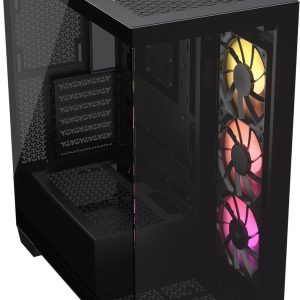 Corsair 3500X ARGB Mid-Tower ATX Dual Chamber PC Case - Panoramic Tempered Glass - Reverse Connection Motherboard Compatible - 3X CORSAIR RS120 ARGB Fans Included - Black