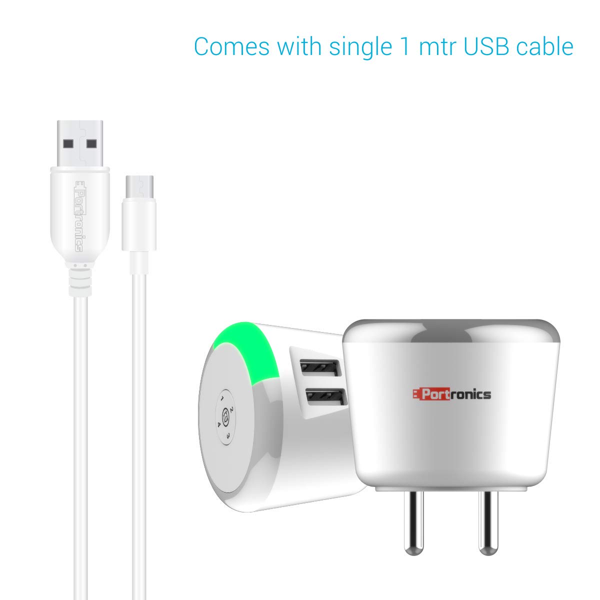 Portronics Adapto 464 Dual USB Charger with Auto Switch Off Timer (POR-464)