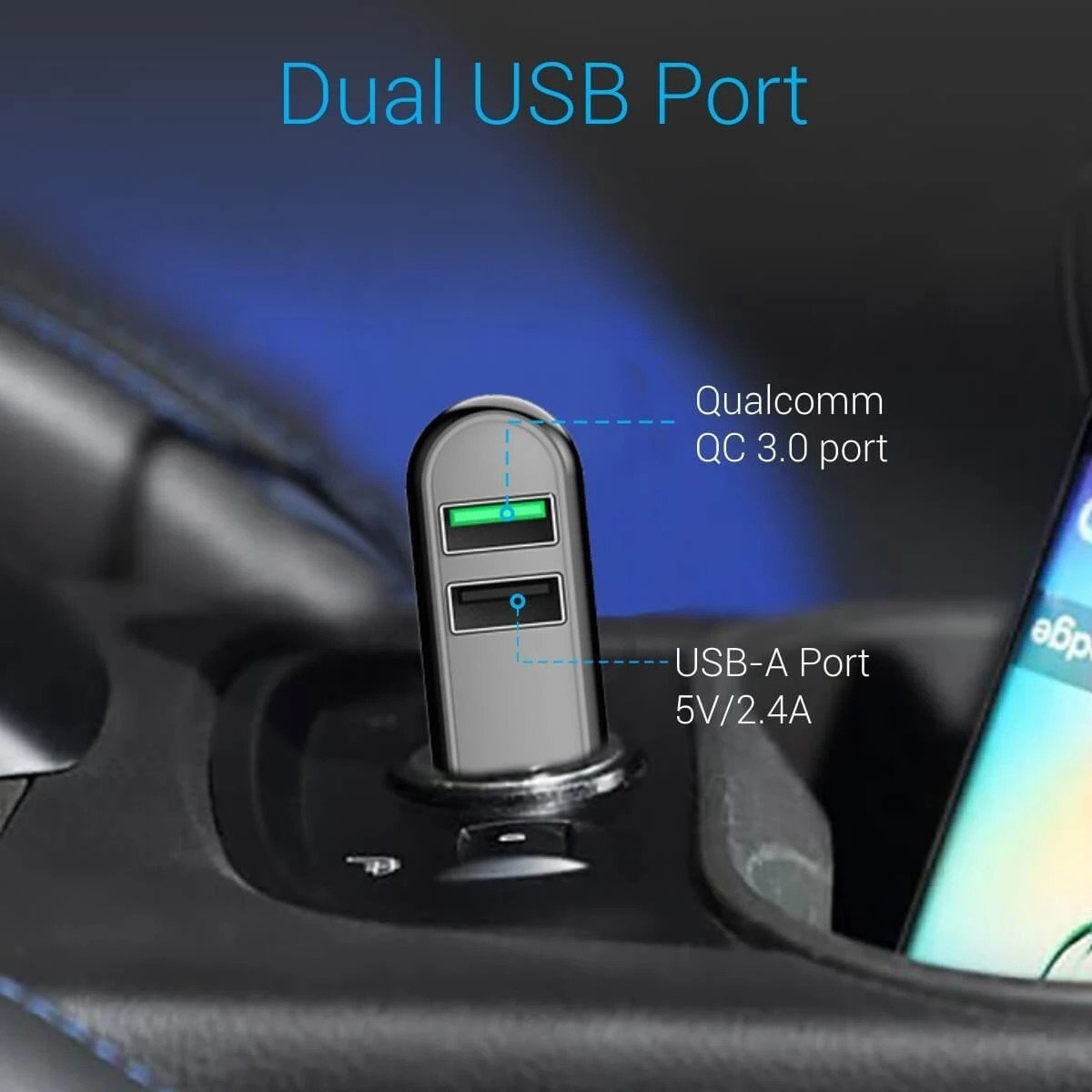 Portronics Car Power Q - 5.4A Car Charger with QC 3.0 Port(POR-005) - Image 4