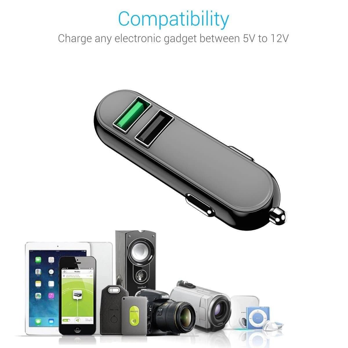 Portronics Car Power Q - 5.4A Car Charger with QC 3.0 Port(POR-005) - Image 2