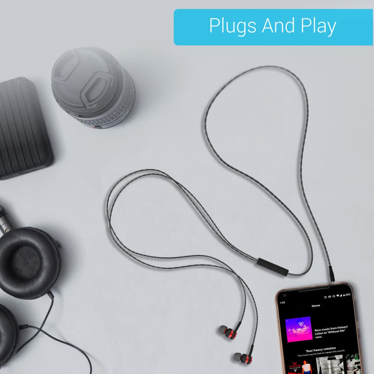 Portronics Conch Gama In-Ear Earphones With Mic - Red (POR-1070) - Image 5