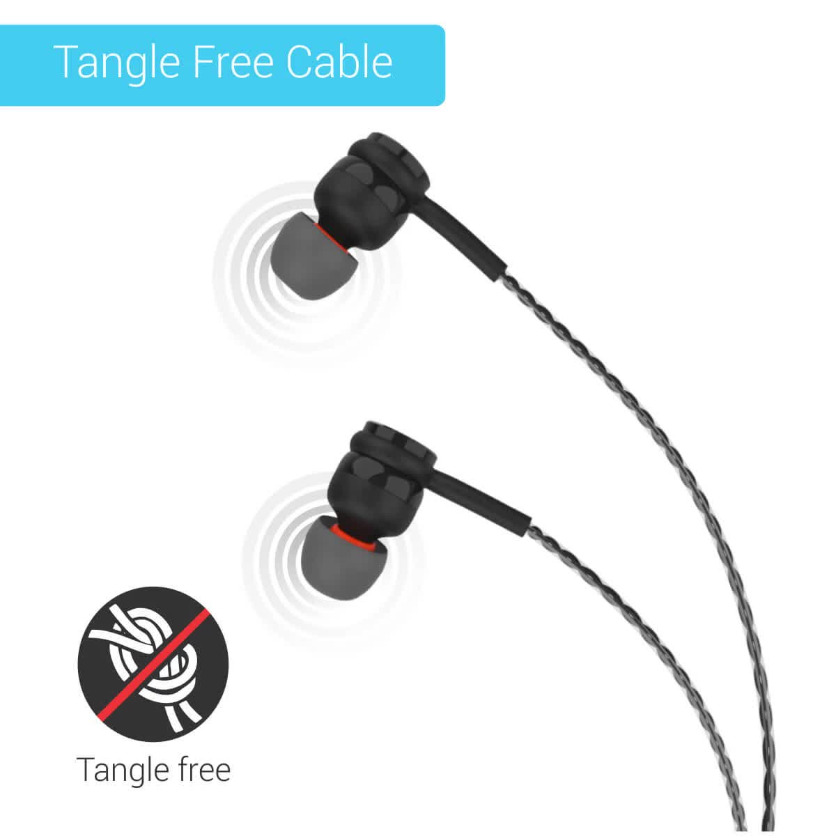 Portronics Conch Gama In-Ear Earphones With Mic - Black (POR-1025) - Image 2