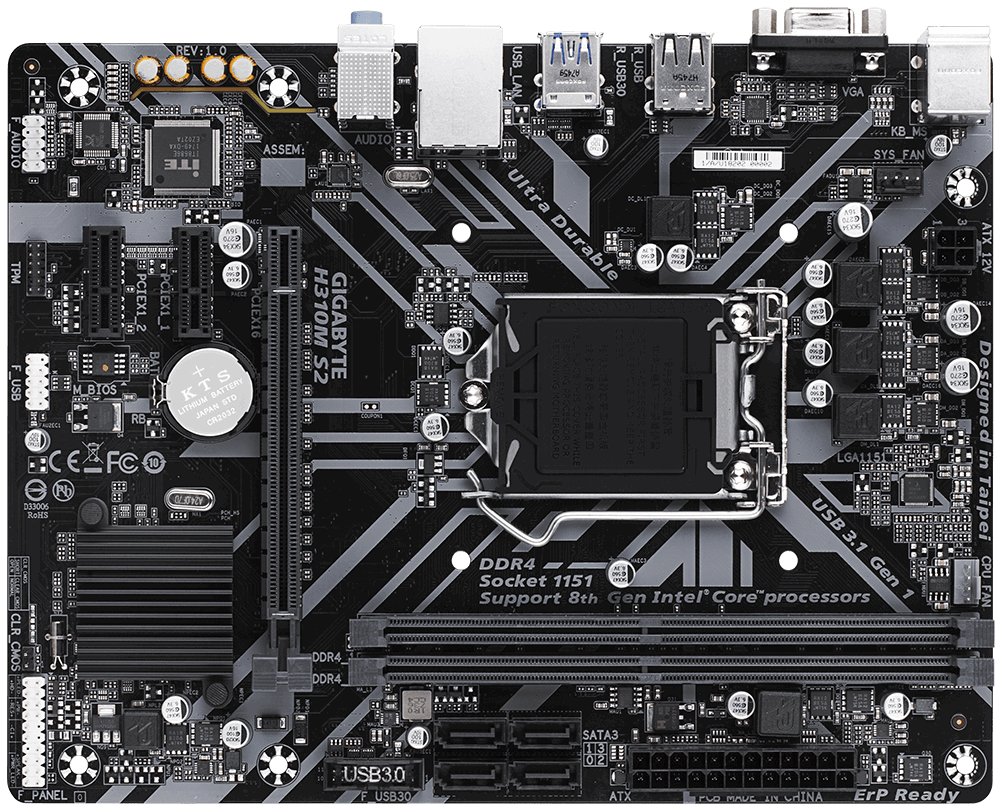 Gigabyte H310M S2 Ultra Durable Motherboard For Intel 8th and 9th Gen Processors - LGA1151 Socket - Image 2