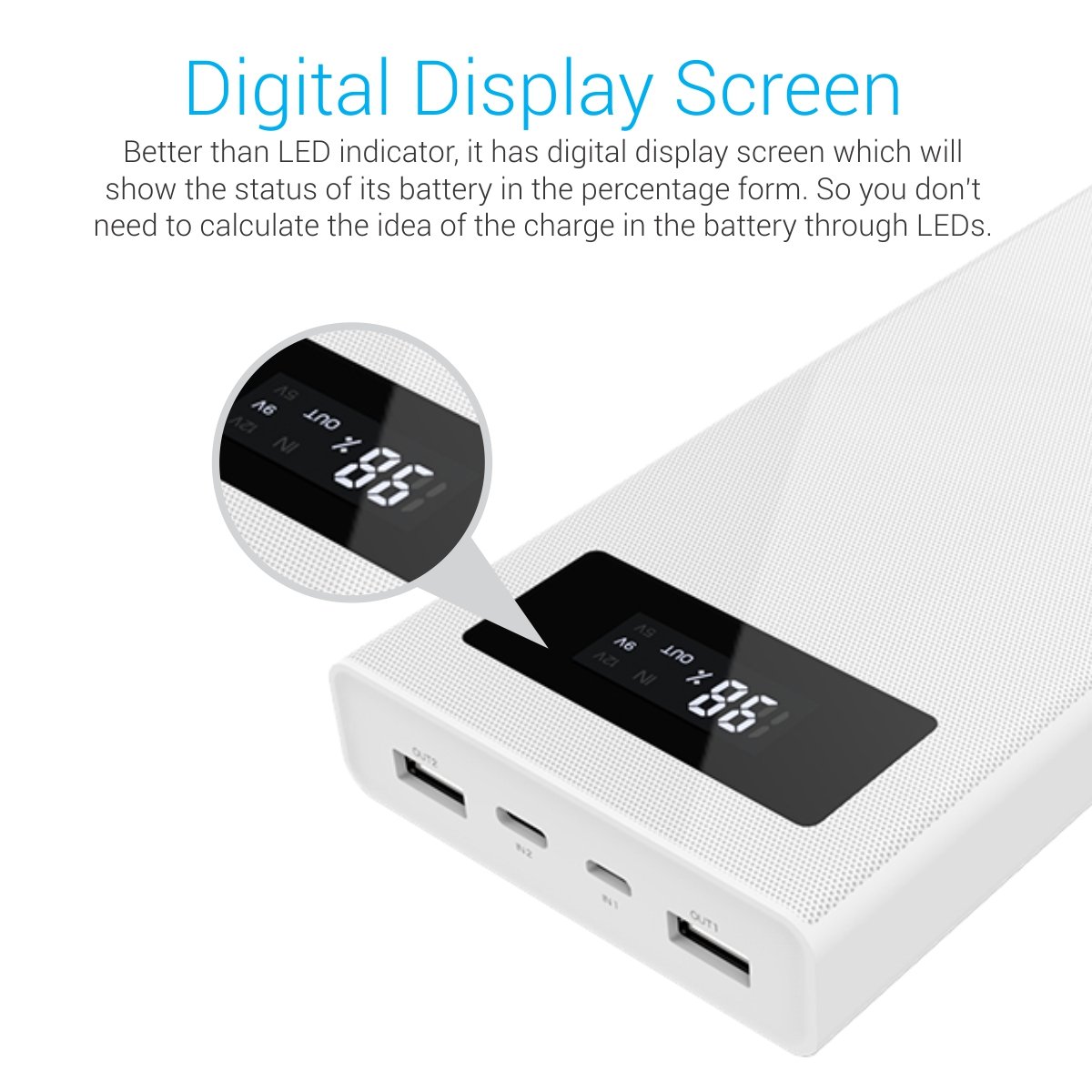 Portronics Jumbo 20000mAH Lithium Polymer Power Bank with Digital Display (POR-783) - Image 4