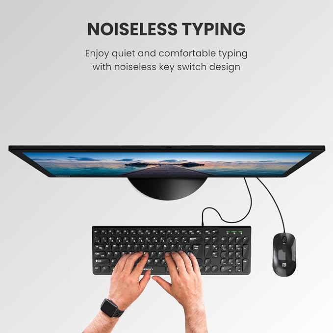 Portronics Ki-Pad 2 USB Wired Keyboard with 104 Keys/ Dual Color Chicklet Keys/ Rupee Symbol (?) Key/ Noiseless Typing/ 1.5 m Long Cable/ 10 Million Keystrokes Long Life for PC/ Laptop & USB-Supported Devices (Black) - Image 2