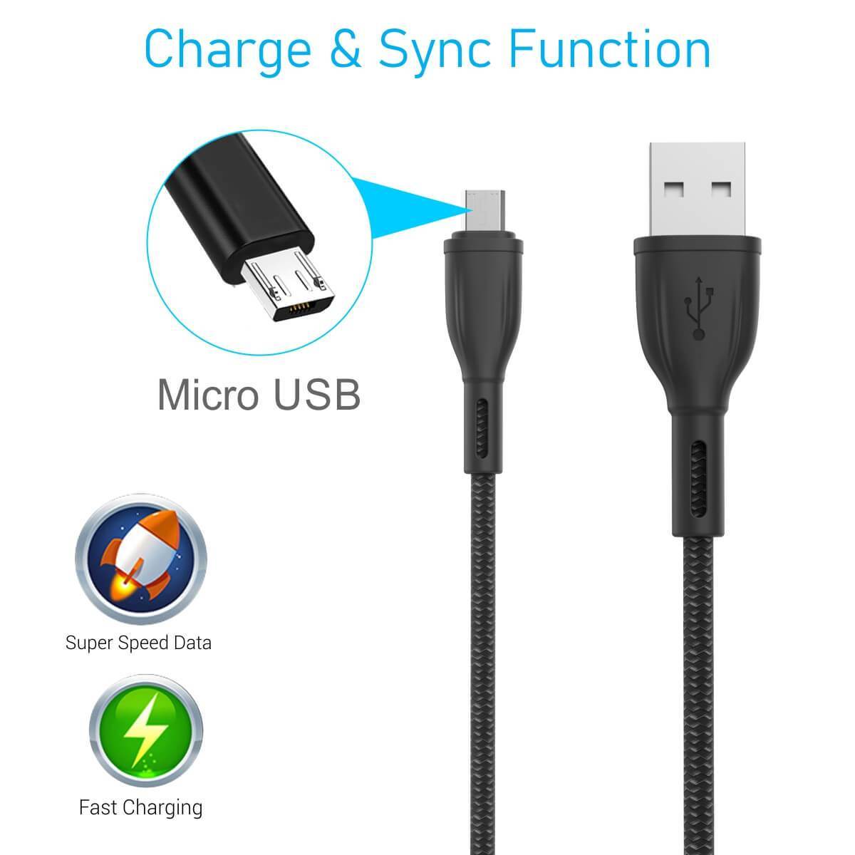 portronics Power Cables of Konnect Plus Micro Cable with 1.2 M Micro USB Cable(POR 1027) - Image 2