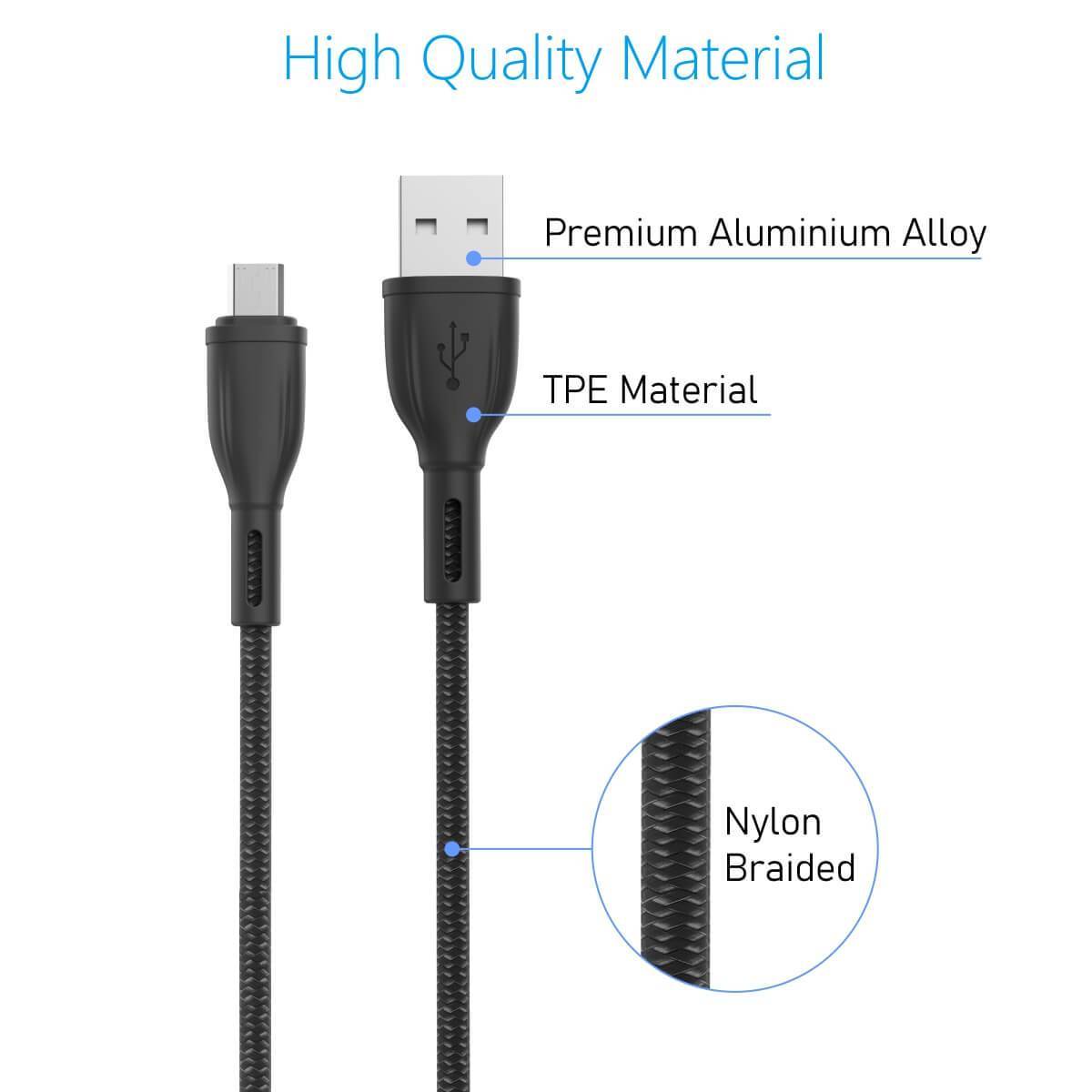 portronics Power Cables of Konnect Plus Micro Cable with 1.2 M Micro USB Cable(POR 1027) - Image 3