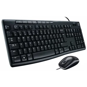 Logitech MK200 USB Keyboard and Mouse Combo - Full-Size Wired Keyboard with Media Keys, High-Definition Optical Mouse