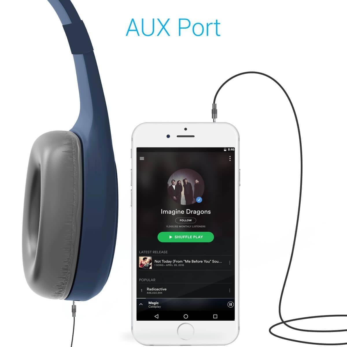 Portronics Muffs Plus Wireless Bluetooth Headphone with Mic - Blue (POR-662) - Image 2