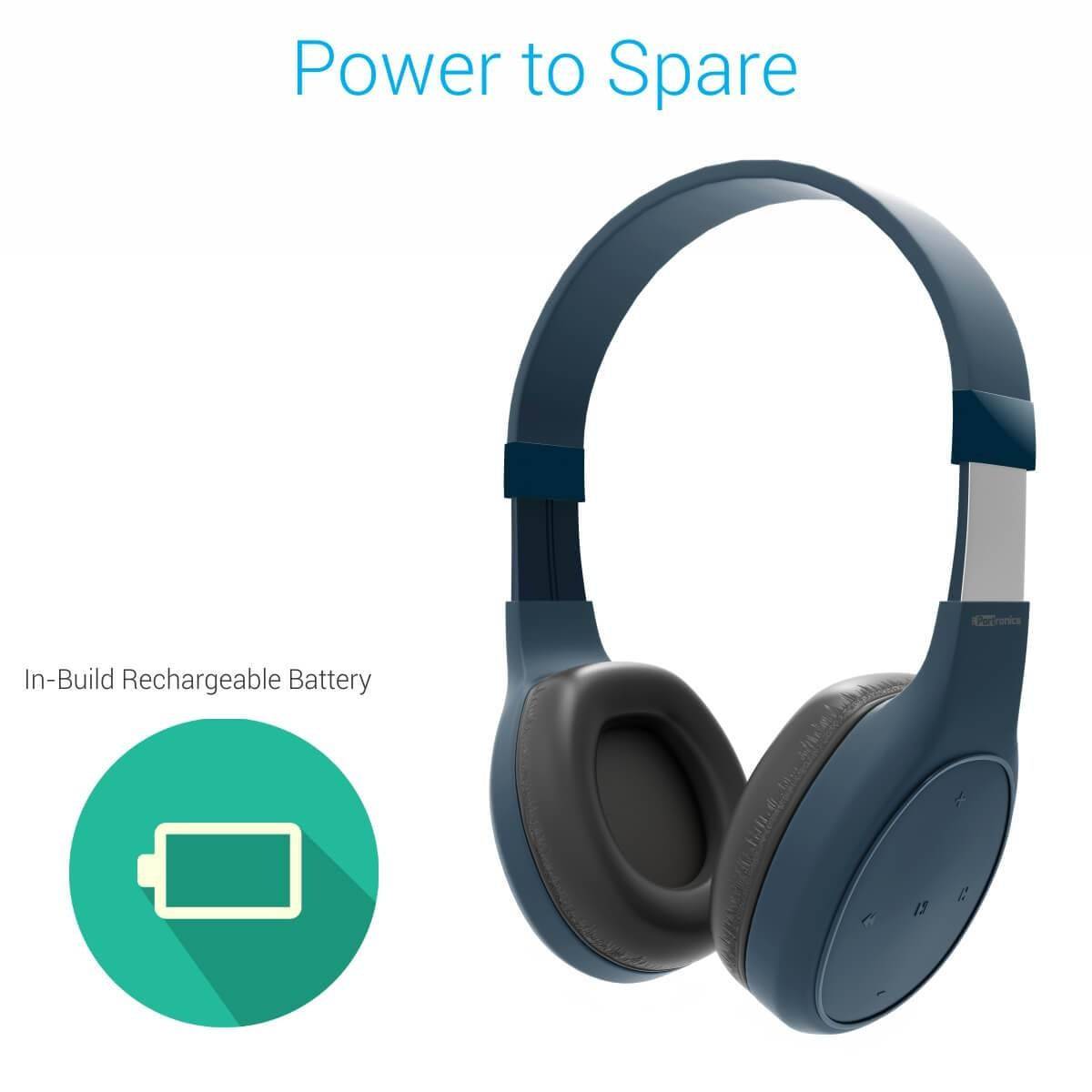 Portronics Muffs Plus Wireless Bluetooth Headphone with Mic - Blue (POR-662) - Image 4