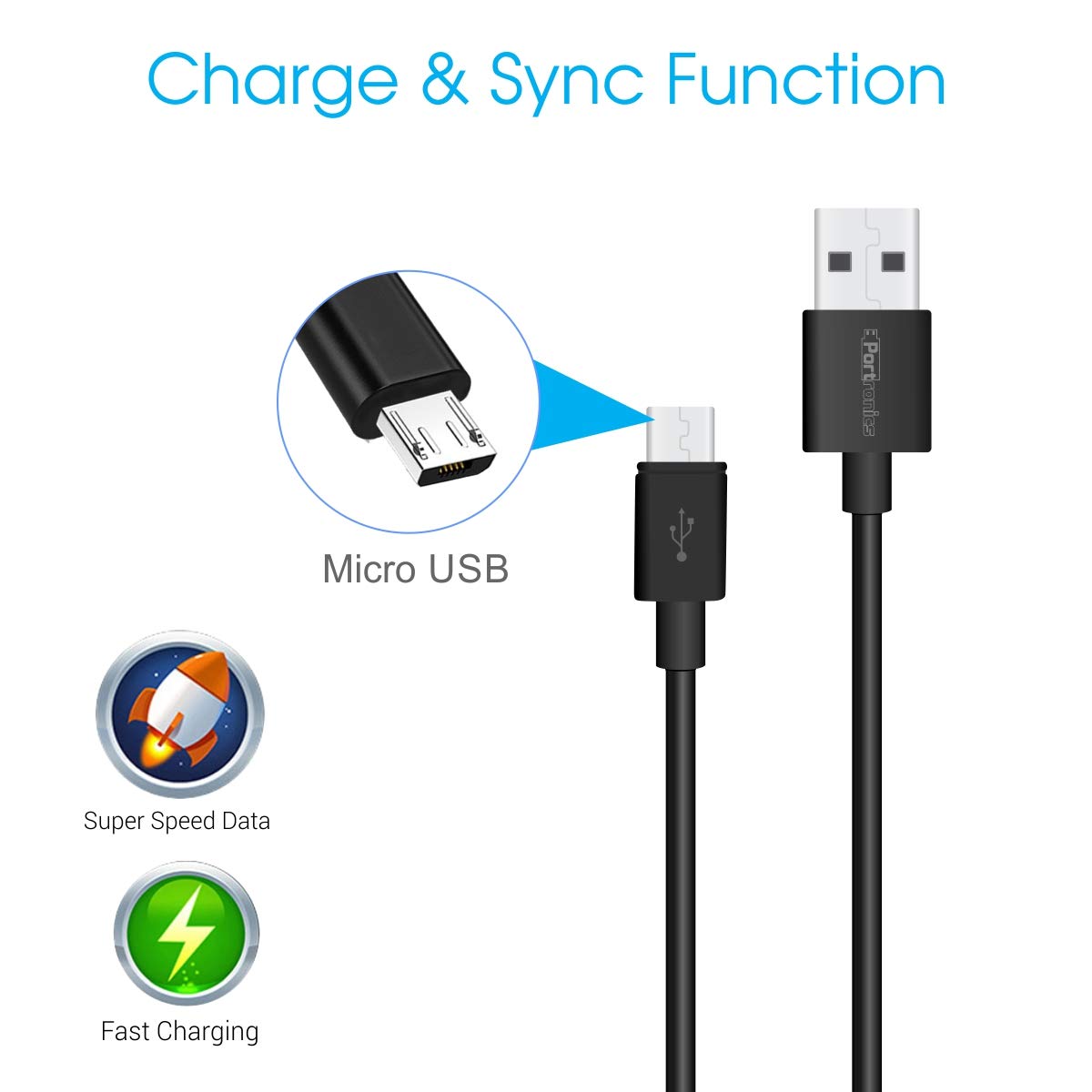 Portronics Konnect Core Micro USB Cable for Charging & Data Transfer (POR-654) - Image 2