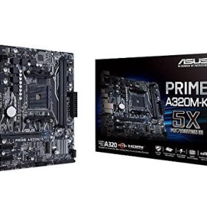 Asus PRIME A320M-K AMD AM4 uATX Motherboard with LED lighting, DDR4 3200MHz, 32Gb/s M.2, HDMI, SATA 6Gb/s, USB 3.0