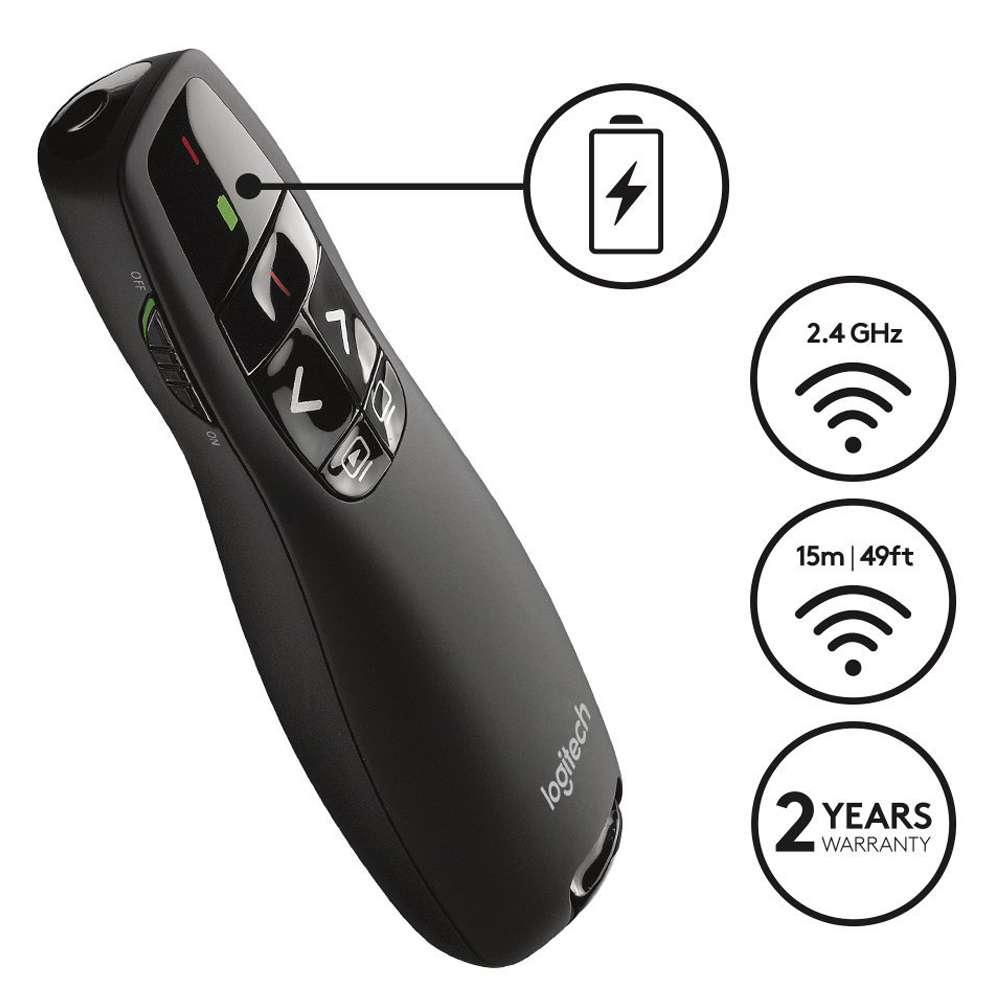 Logitech R400 Wireless Presenter - Remote with Laser Pointer - Image 3