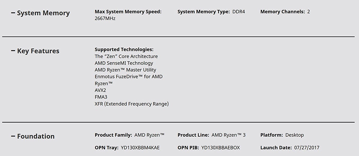 AMD RYZEN 3 1300X Quad Core 3.5 GHz (3.7 GHz Turbo) Desktop Processor - Socket AM4 - Image 3