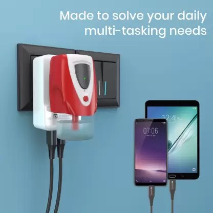 Portronics Adapto III Dual USB Adapter with 1 AC Power Socket 3.4Amp Total Output for Smartphones (POR-1362) - Image 4