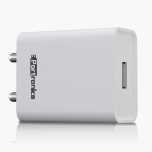 Portronics Adapto 62 POR-1062 USB Wall Adapter with 2.4A Fast Charging Single USB Port Without Cable for All iOS and Android Devices - White