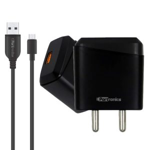 Portronics Adapto 193 3-Amp Quick Charger with Micro USB Charging Cable (POR-193)