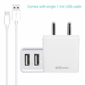 Portronics ADAPTO 646 3.1A Charger with Dual USB Ports (POR-646)