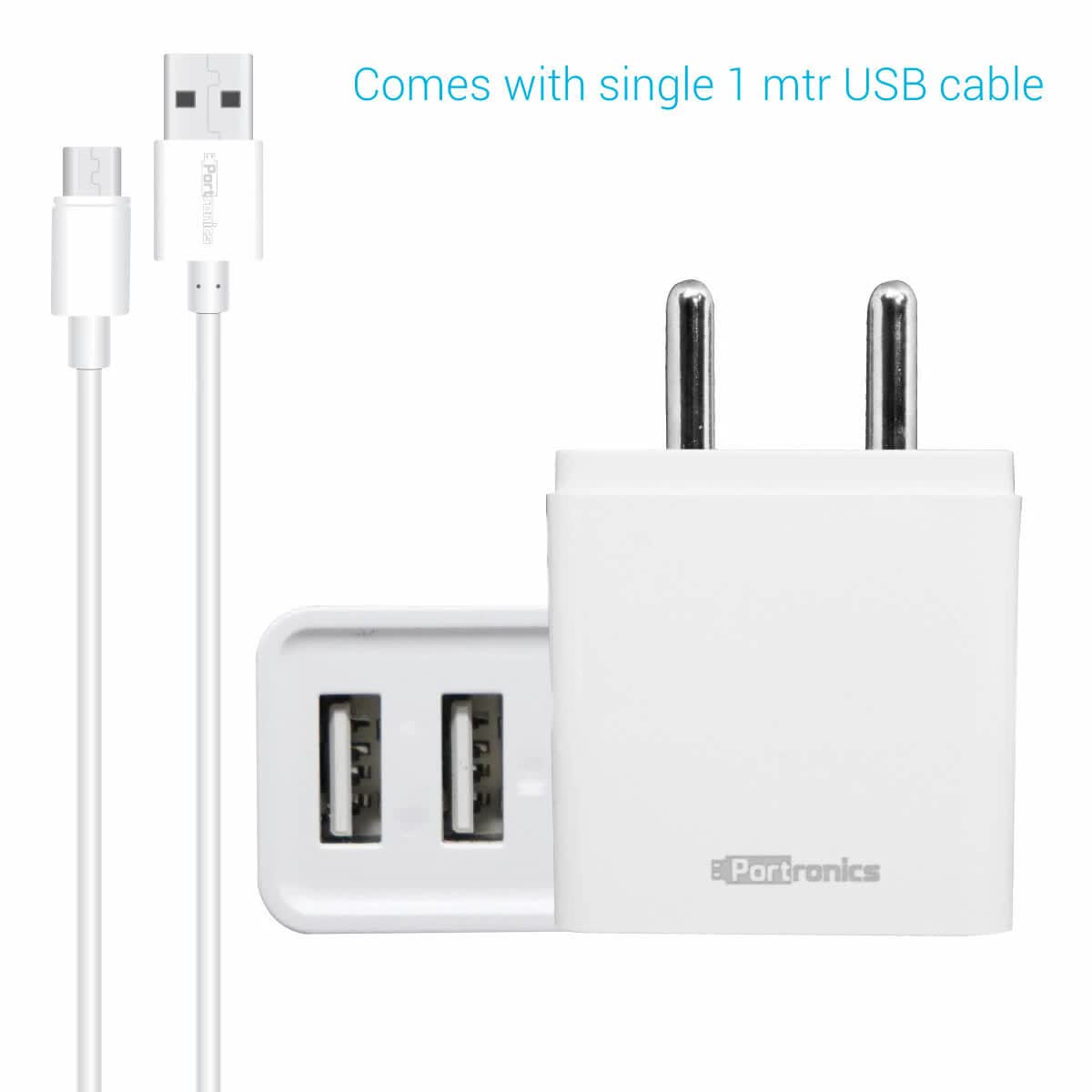 Portronics ADAPTO 646 3.1A Charger with Dual USB Ports (POR-646)