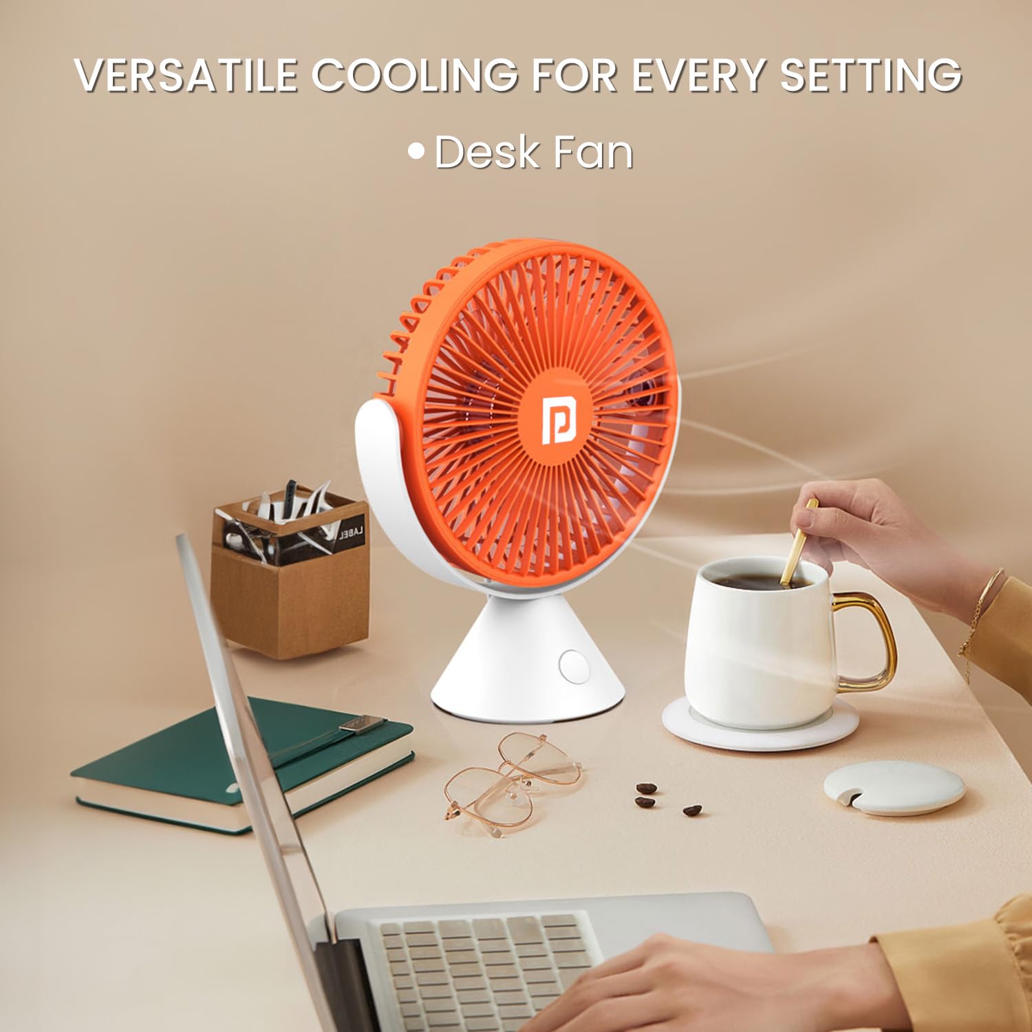 Portronics Aero Breeze Portable table Fan 178mm/ USB Rechargeable Fan/ 3 Speed Airflow/ Battery Powered Silent Operation/ 4 Hours Back Up/ 360? Rotatable USB Fan - Image 2