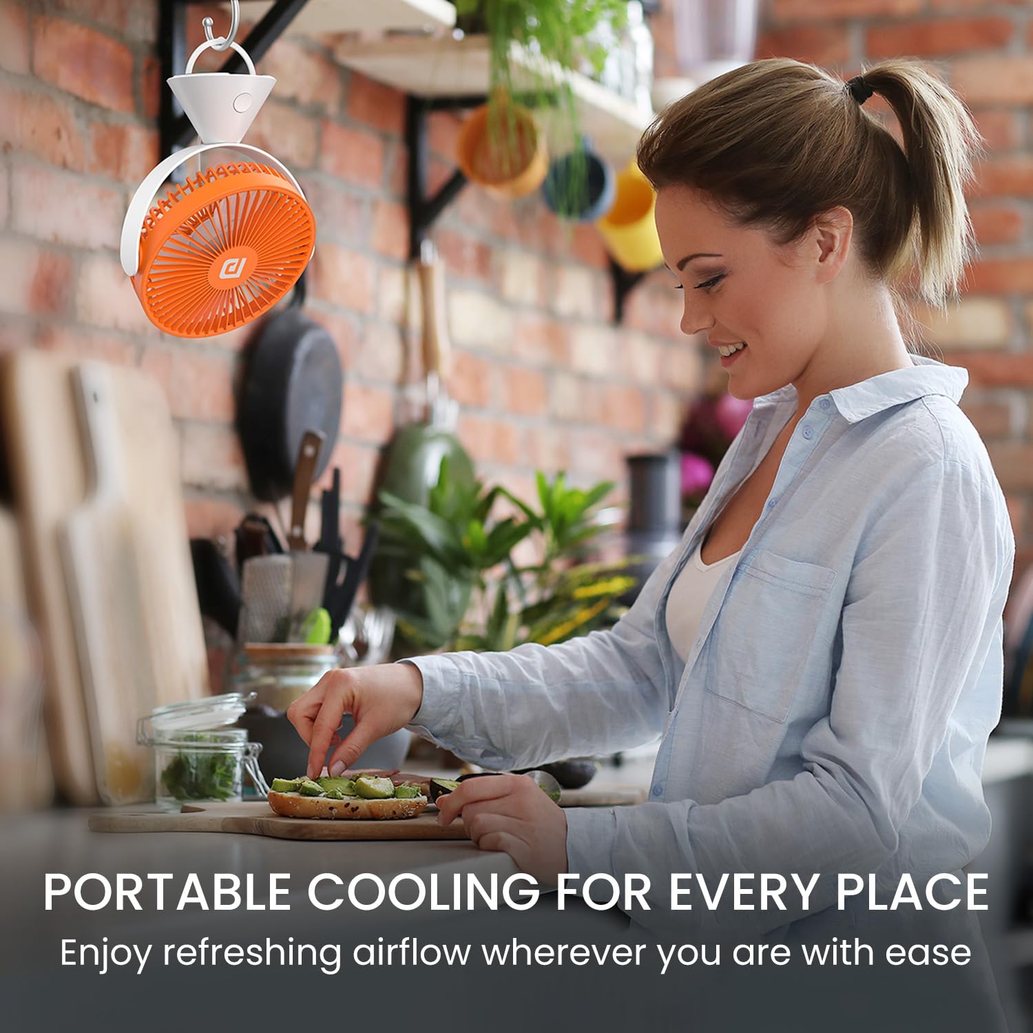 Portronics Aero Breeze Portable table Fan 178mm/ USB Rechargeable Fan/ 3 Speed Airflow/ Battery Powered Silent Operation/ 4 Hours Back Up/ 360? Rotatable USB Fan - Image 5