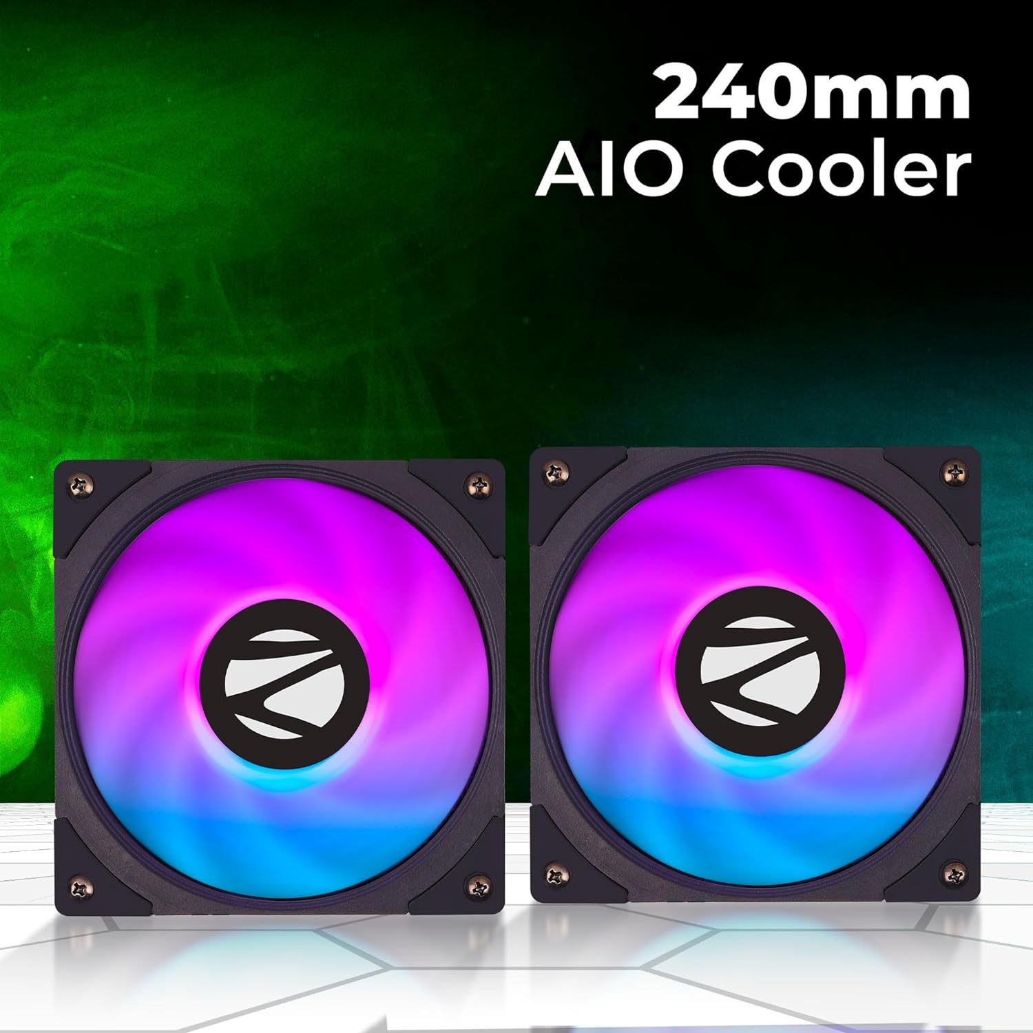 Zebronics AIO240AB - 240mm AIO Liquid Cooler with Support Up To LGA1700/ AM5 sockets/ Anti Leak Design/ ARGB sync/ Braided Tubing/ Fan controller with Remote control (Black) - Image 4