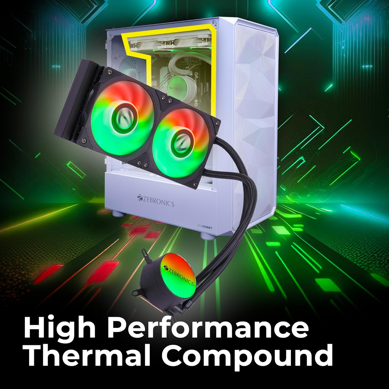 Zebronics AIO240AB - 240mm AIO Liquid Cooler with Support Up To LGA1700/ AM5 sockets/ Anti Leak Design/ ARGB sync/ Braided Tubing/ Fan controller with Remote control (Black) - Image 5