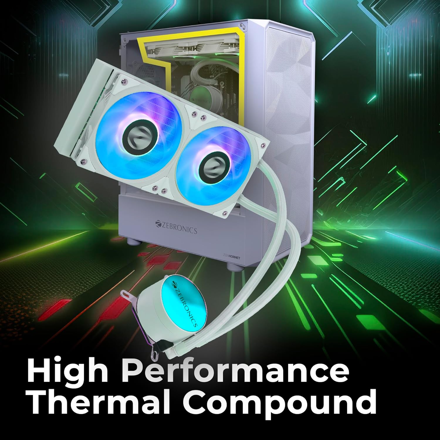 Zebronics AIO240AW - 240mm AIO Liquid Cooler with Support Up To LGA1700/ AM5 sockets/ Anti Leak Design/ ARGB sync/ Braided Tubing/ Fan controller with Remote control (White) - Image 5