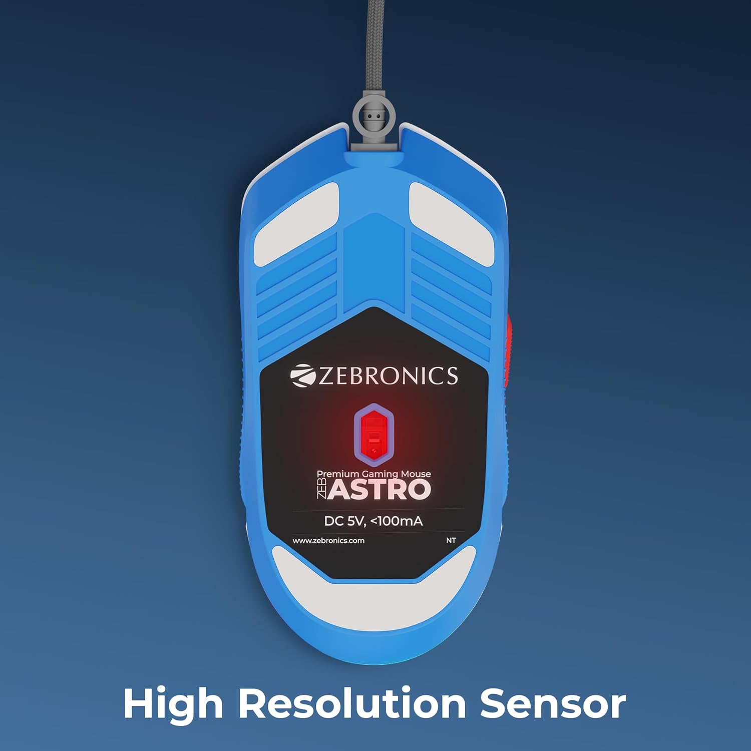 Zebronics Astro Premium Gaming Mouse with Upto 7200 DPI/ 7 B/ Braided Cable/ High Resolution Sensor/ Windows Software with RGB LED Light Modes - Image 4