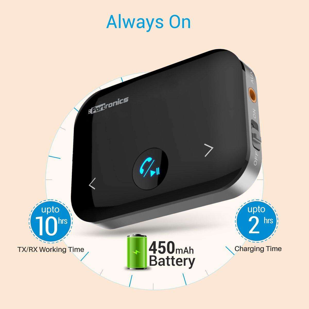 Portronics Auto 14 Wireless Audio Adapter - Bluetooth Transmitter & Receiver (POR-1153) - Image 4