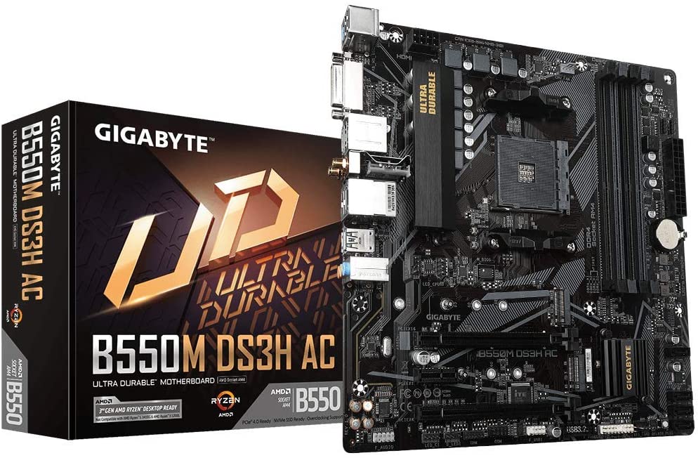 Gigabyte B550M DS3H AC (WiFi) Motherboard for AMD Ryzen 5000/ 4000G/ 3000 Series 3rd Gen Ryzen Processors - Socket AM4