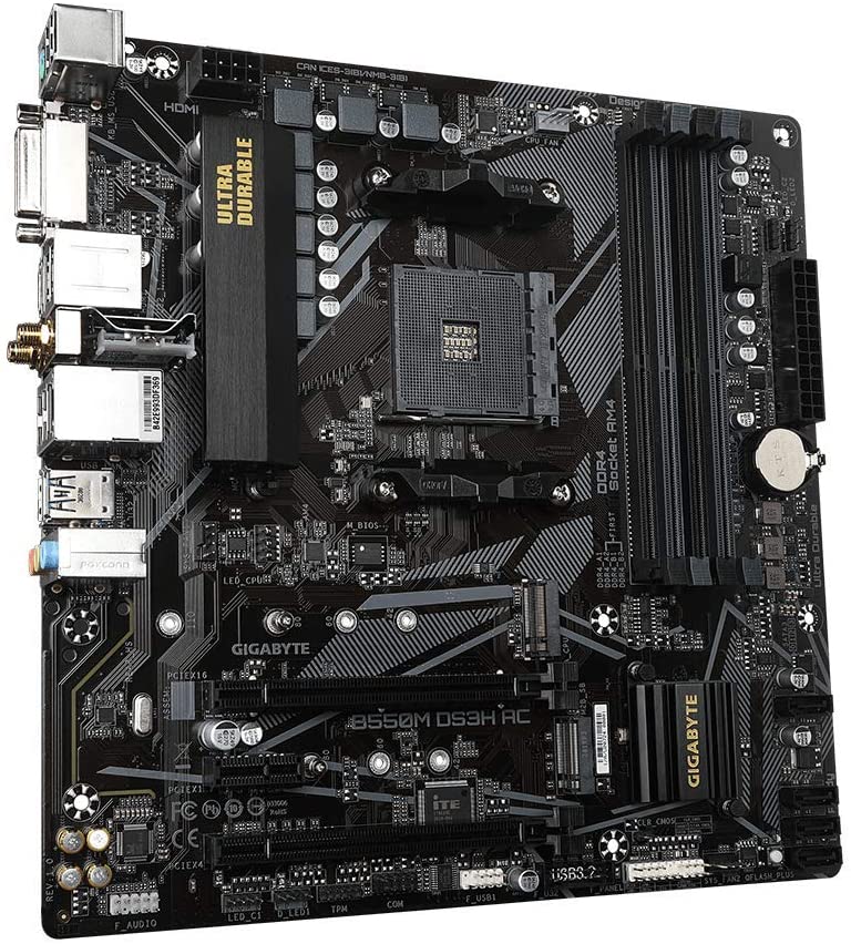 Gigabyte B550M DS3H AC (WiFi) Motherboard for AMD Ryzen 5000/ 4000G/ 3000 Series 3rd Gen Ryzen Processors - Socket AM4 - Image 3