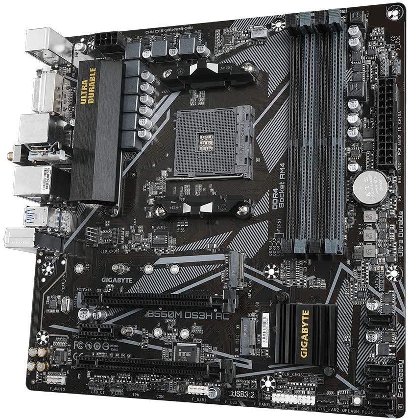 Gigabyte B550M DS3H AC (WiFi) Motherboard for AMD Ryzen 5000/ 4000G/ 3000 Series 3rd Gen Ryzen Processors - Socket AM4 - Image 4
