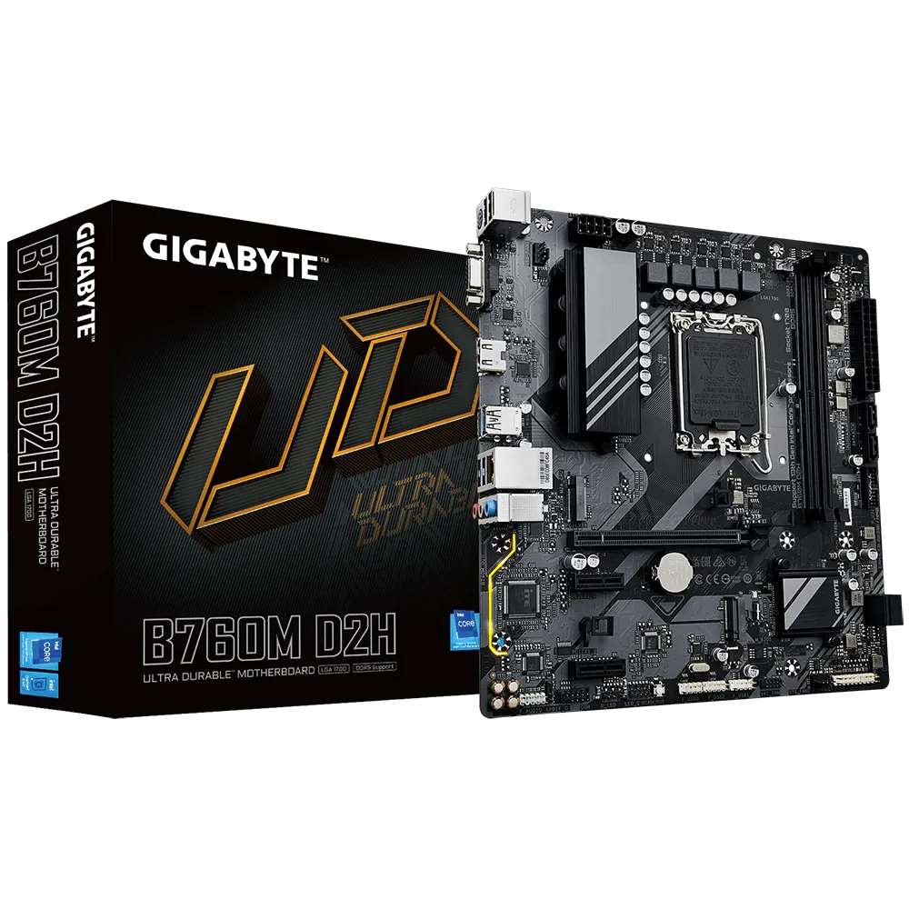 Gigabyte B760M D2H (DDR5) Motherboard for 13th and 12th Gen Series Processors - LGA1700 Socket