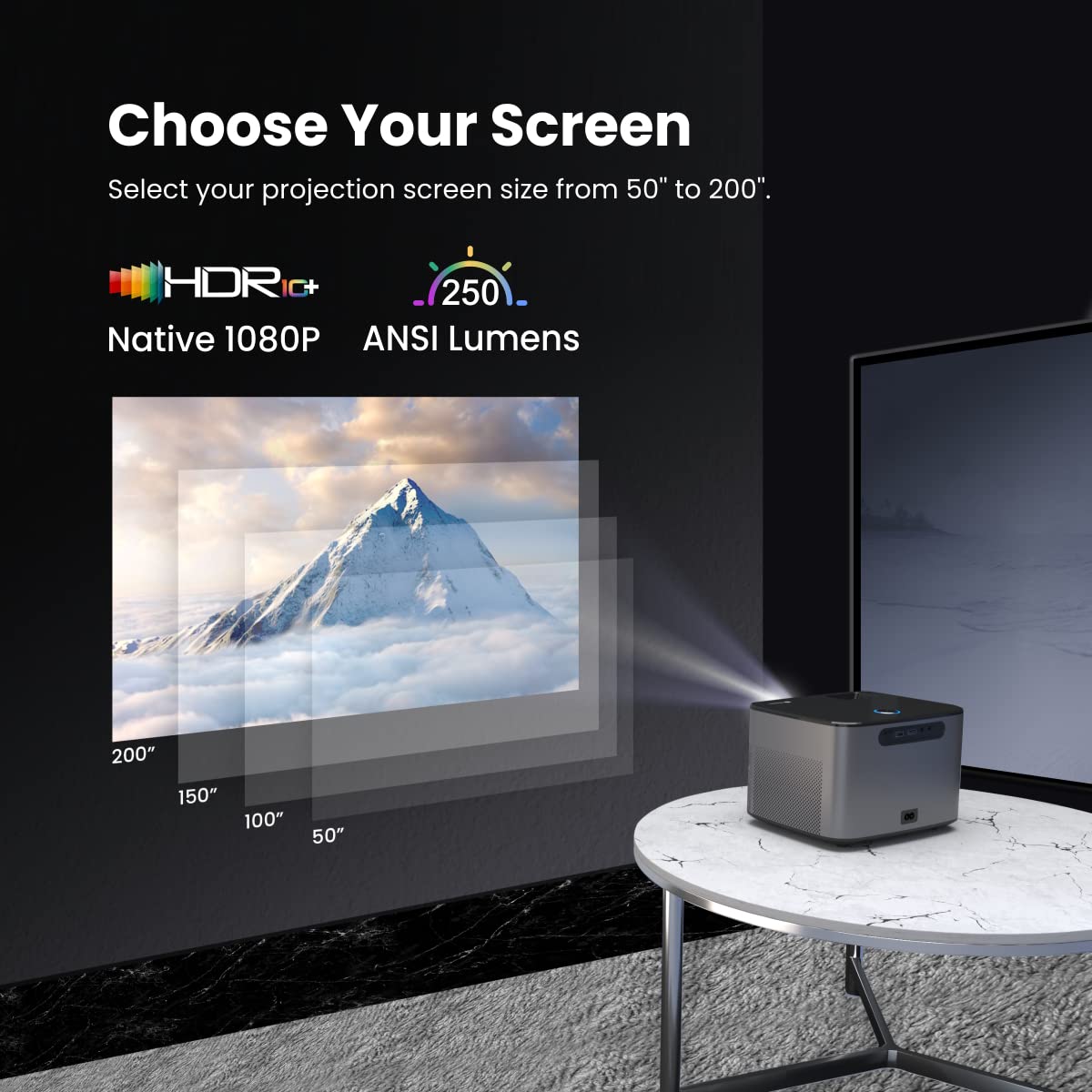 Portronics BEEM 300 Smart WiFi Projector - Screen Mirroring/ 10W in-built Speaker/ MicroSD slot/ HDMI/ LED (POR-282) - Image 3