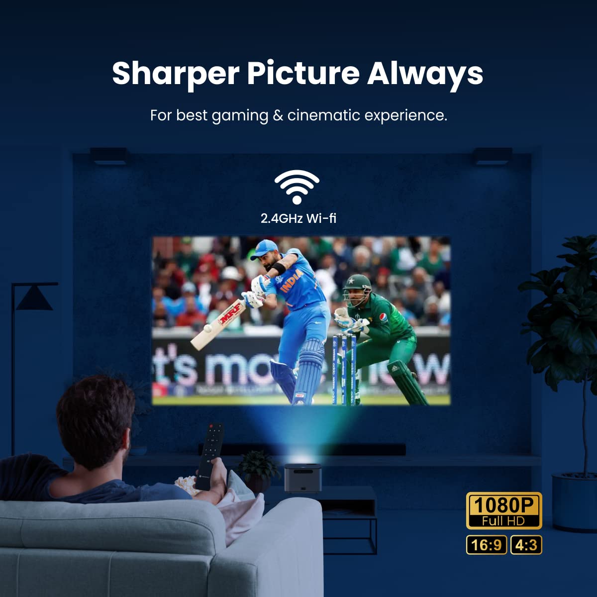 Portronics BEEM 300 Smart WiFi Projector - Screen Mirroring/ 10W in-built Speaker/ MicroSD slot/ HDMI/ LED (POR-282) - Image 4