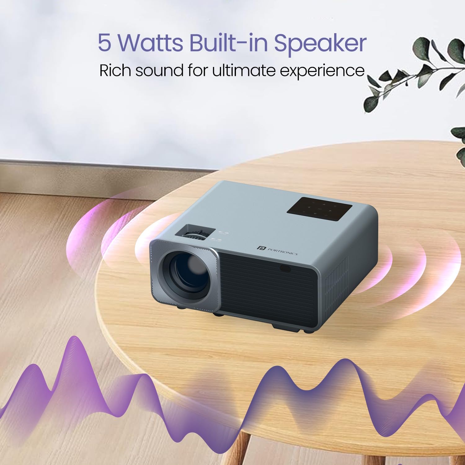 Portronics Beem 450 Smart LED Projector with 1080p Full HD Resolution, Built-in Streaming Apps Like Netflix, Prime Video, Hotstar, 4000 Lumens, Screen Mirroring, 5 Watt Speaker - Grey - Image 5