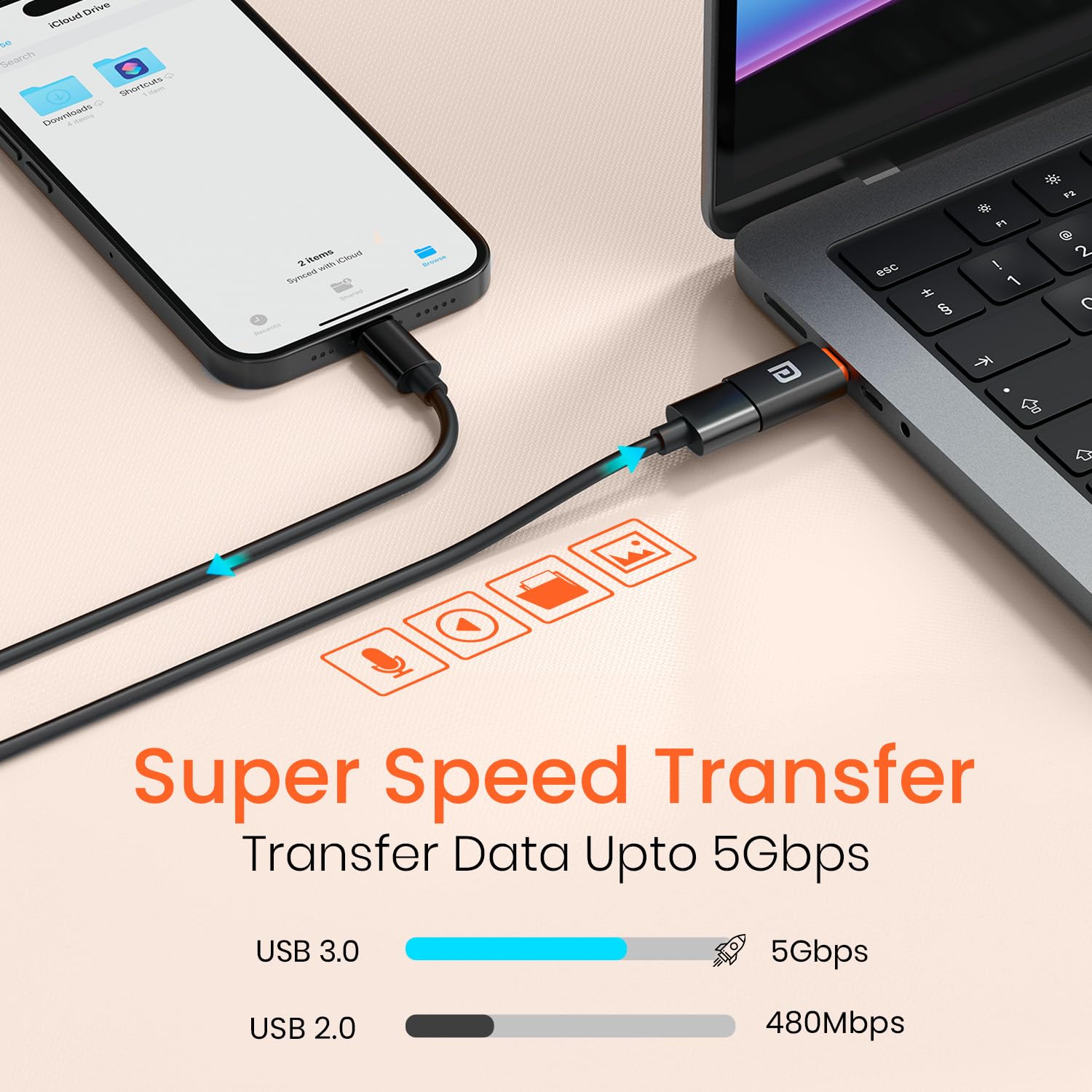 Portronics Bridge Y USB 3.0 to Type C OTG Adapter, 10Gbps High Speed Data Transfer, Thunderbolt to USB Adapter, Compatible for All Type C Devices, Smartphone, Laptops, Tablets, Chargers, MacBook - Image 4