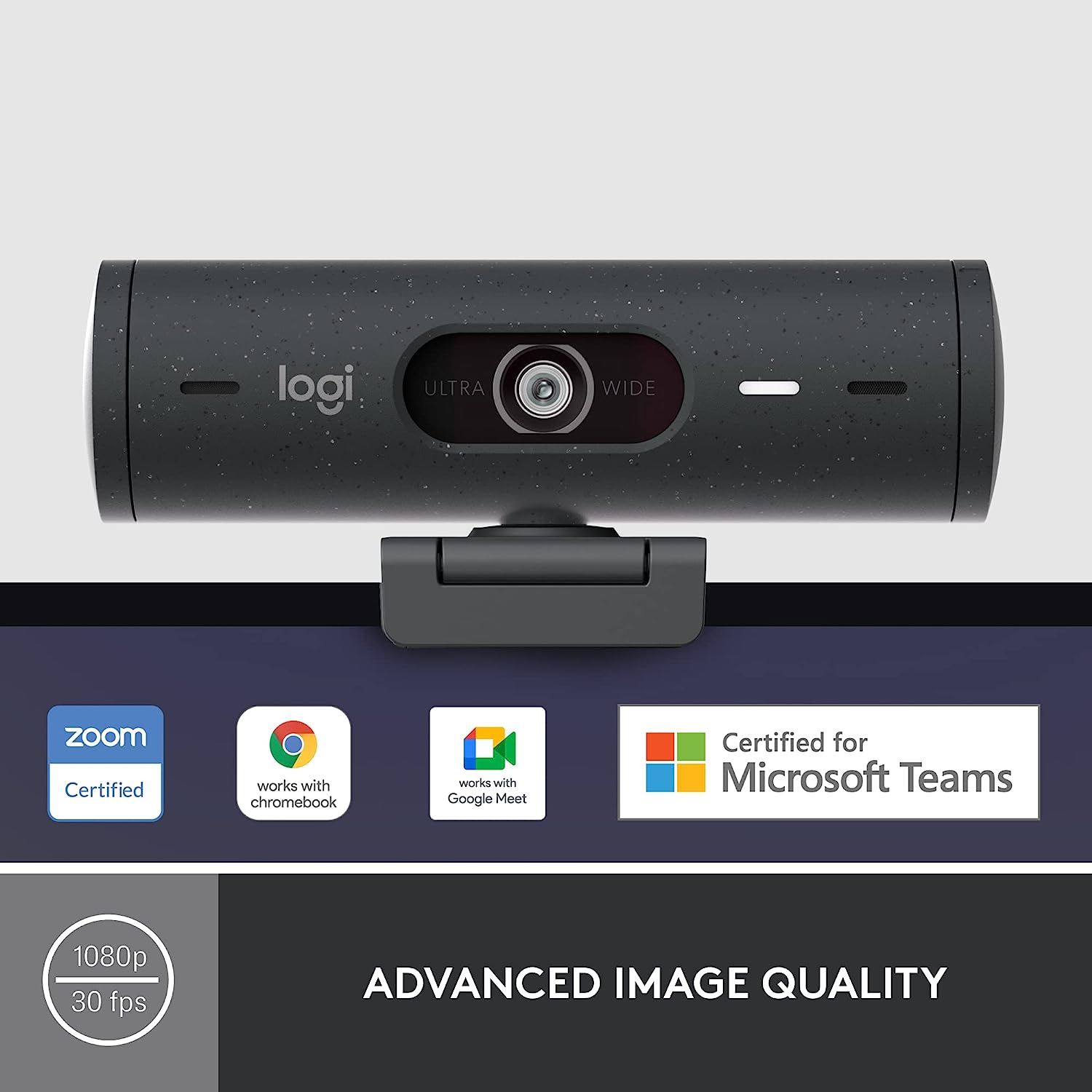 Logitech Brio 500 Full HD Webcam with Auto Light Correction, Show Mode, Dual Noise Reduction Mics, Webcam Privacy Cover, Works with Microsoft Teams, Google Meet, Zoom, USB-C Cable - Image 2