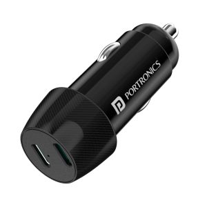 Portronics 40W Car Power 14 Fast Car Charger with Dual Type-C Output/ PD Power Delivery/ 40 Watts Total/ Adapter Compatible with Most Cars & Cellular Phones (Black)