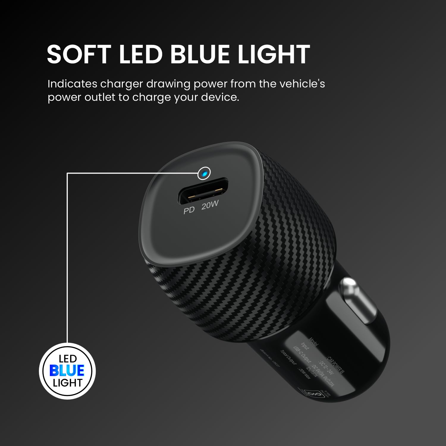 Portronics Car Power 18 Car Charger Adapter with 20W PD,Type C, Port Fast Charging Compatible with iPhones/ Android Smartphones/ Tablets & More - Black - Image 4