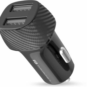 Portronics 12W Car Power 5 Car Charger with Type-C Cable/ Dual USB Output/ 12 Watts Total/ Adapter Compatible with Most Cars for iPhone and Android Smartphones