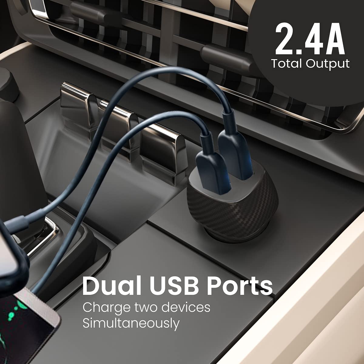 Portronics 12W Car Power 5 Car Charger with Type-C Cable/ Dual USB Output/ 12 Watts Total/ Adapter Compatible with Most Cars for iPhone and Android Smartphones - Image 7