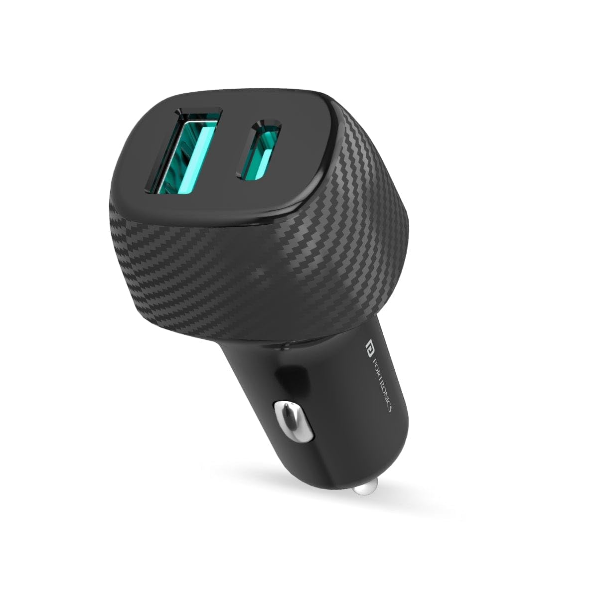 Portronics Car Power 6 36W Fast Car Charging Adapter with Dual Output Ports (PD Type C+ Mach USB-A) Compatible with iPhones, Android Smartphones, Tablets and More (Black)