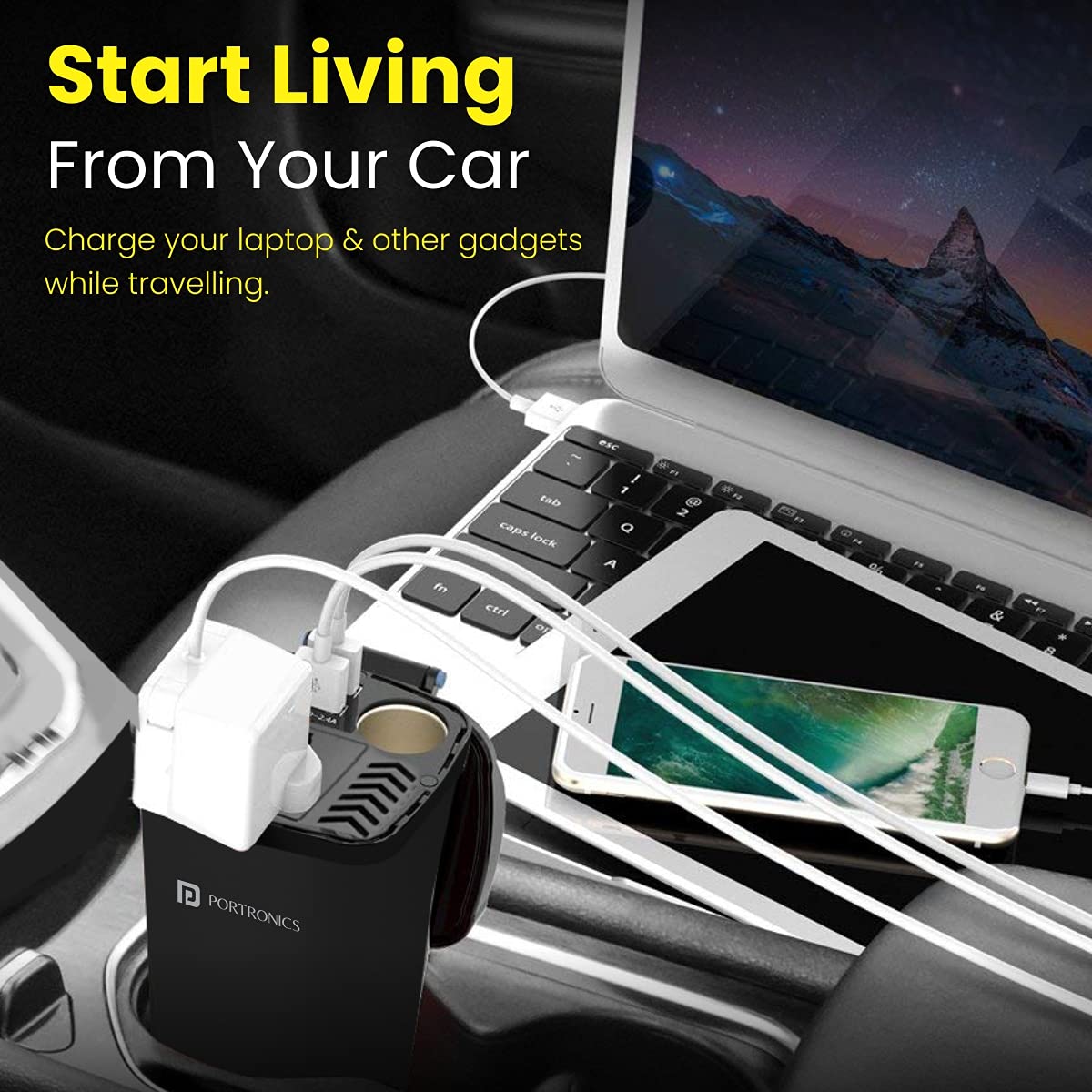 Portronics Car Power One Portable 150W Car Power Inverter with 220V Output with Dual USB Output (POR-003, Black) - Image 2