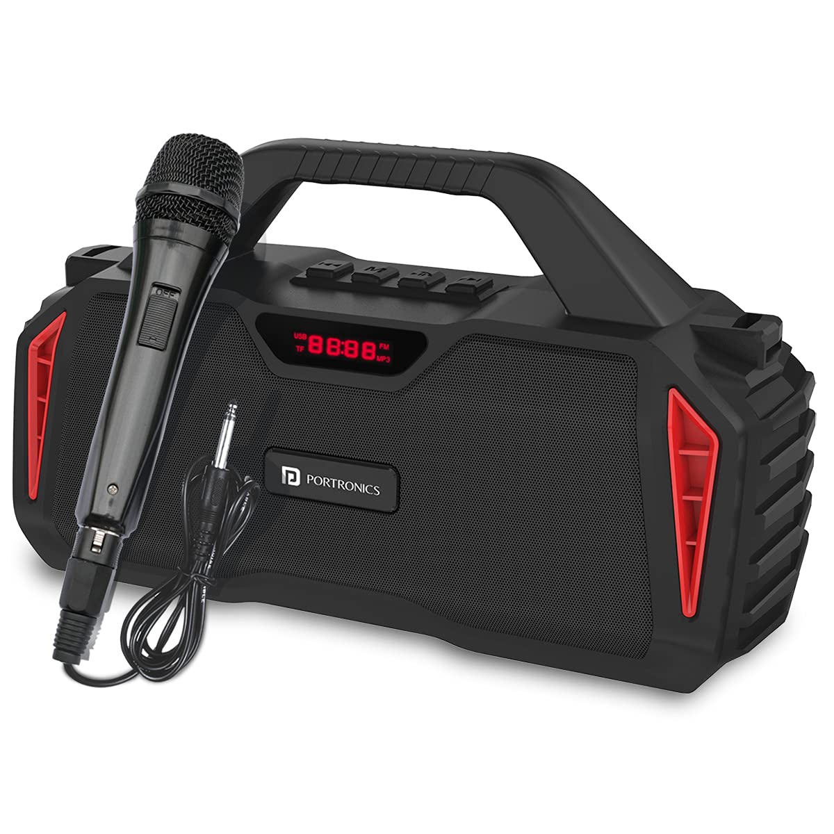 Portronics Chime 20W TWS Wireless Bluetooth Speaker with Wired Karaoke Mic/ Inbuit FM/ USB/ Aux-in/ Micro SD