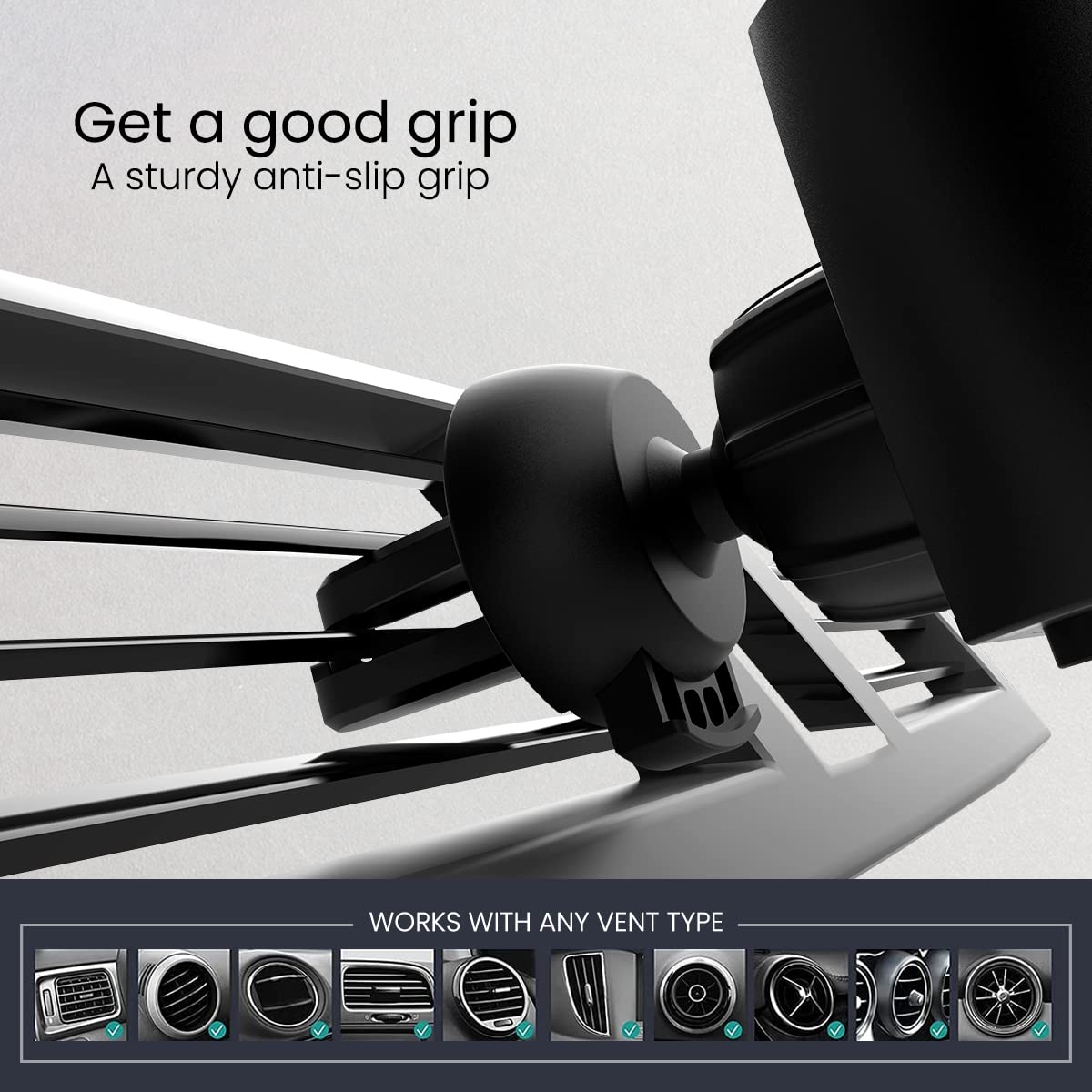 Portronics Clamp 2 Car AC Vent Mobile Holder 360? Rotational/ Strong Grip/ Easy Set Up Compatible with 4 to 6 Inch Devices (Black) - POR-1759 - Image 3