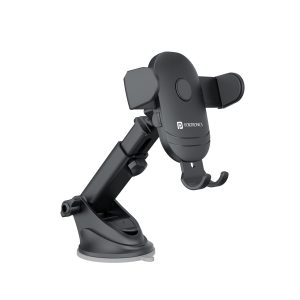 Portronics Clamp M2 Adjustable Car Mobile Phone Holder Stand for Dashboard & Windshield, 360? Rotational, Strong Suction Cup, Compatible with 4 to 6 inch Devices - Black